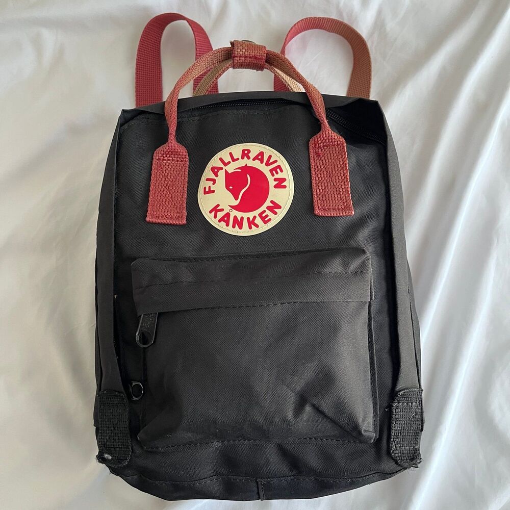 Fjallraven Kanken Mini Backpack Red & Black W Adjustable Strap